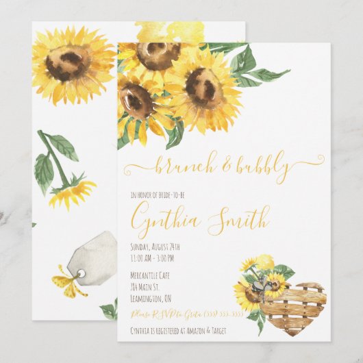 Branderig Waterverf Zonnebloem Vrijgezellenfeest Kaart (Voorkant / Achterkant)