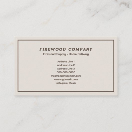 Brandhout Levering en levering Visitekaartje (Achterkant)