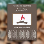 Brandhout levering scheur van strips flyer<br><div class="desc">Een bruine flyer met Tear Off Strips en een illustratie van een open haard voor brandhout levering,  hout levering of houthakker!</div>