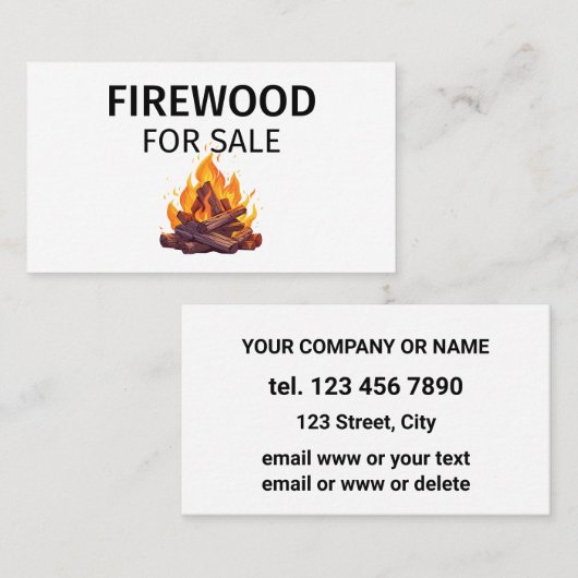 Brandhout te koop Professioneel Klein Bedrijf Visitekaartje (Voorkant / Achterkant)