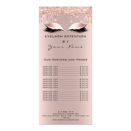 Branding Price List Lashes Extension Eyes Drivers Reclamekaart (Voorkant)