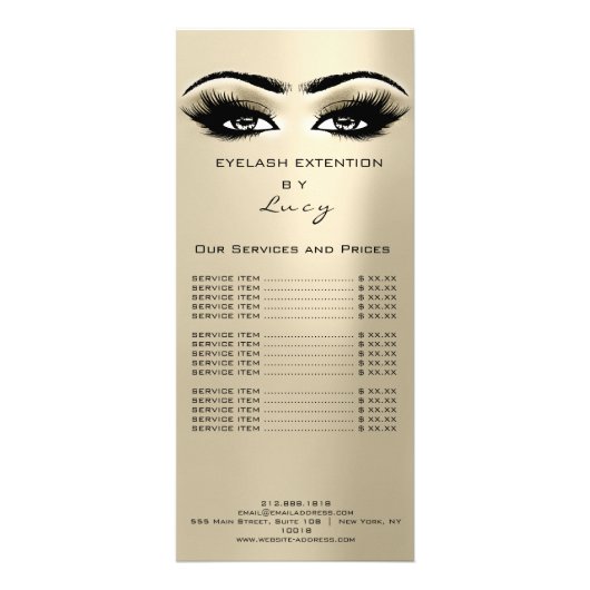 Branding Price List Lashes Extension ivory Eyes Reclamekaart (Voorkant)