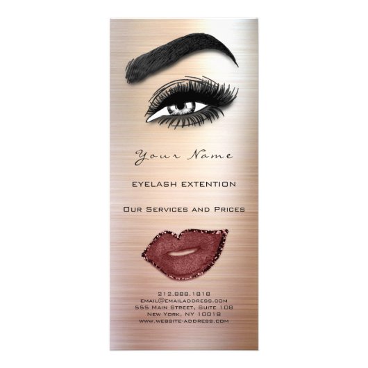 Branding prijslijst Lash Brow Extension Eyes Lips Reclamekaart (Achterkant)