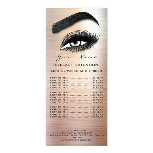 Branding prijslijst Lash Brow Extension Eyes Lips Reclamekaart (Voorkant)