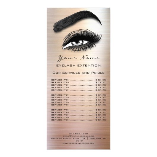 Branding prijslijst Lash Brow Extension Eyes Lips Reclamekaart (Achterkant)