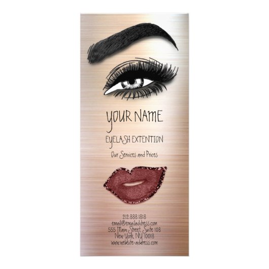 Branding prijslijst Lash Brow Extension Eyes Lips Reclamekaart (Achterkant)