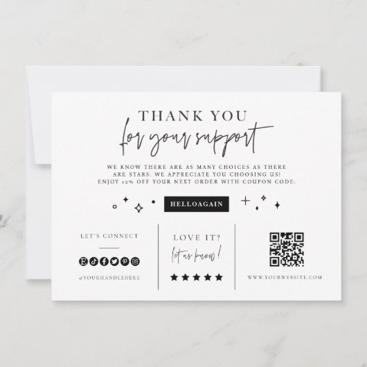 Branding Small Business Shop Bedankt Coupon Kaart (Achterkant)