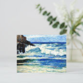 Brandingingsgolven op rotsen briefkaart (Staand voorkant)