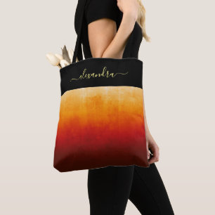 Brandkleuren rustic ombre chic gepersonaliseerd tote bag