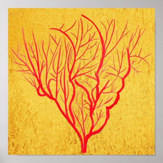 Brandkoraal voor moderne gouden kunst poster (Voorkant)