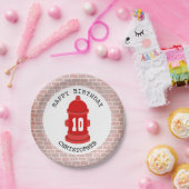 Brandkraan + bakstenen brandweerman verjaardagsfee papieren bordje (Feest)