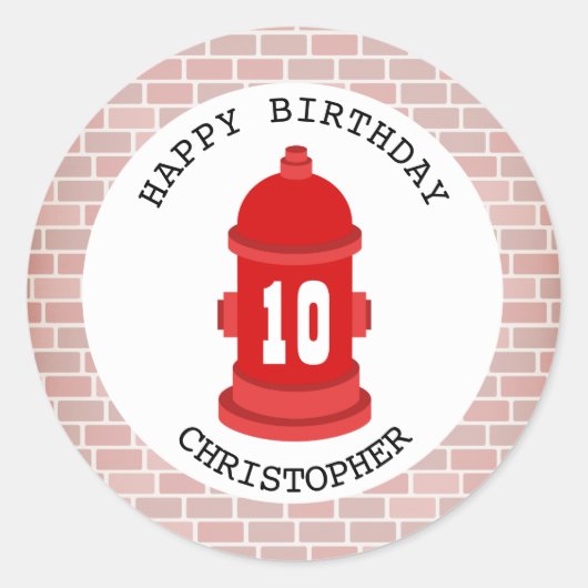 Brandkraan + bakstenen verjaardagsfeestje Sticker (Voorkant)