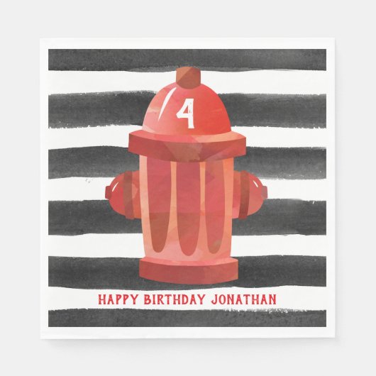 Brandkraan Verjaardagsfeest servetten - Brandweerw (Voorkant)