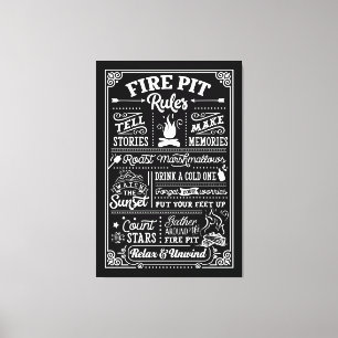 Brandkuil regels - beige canvas afdruk