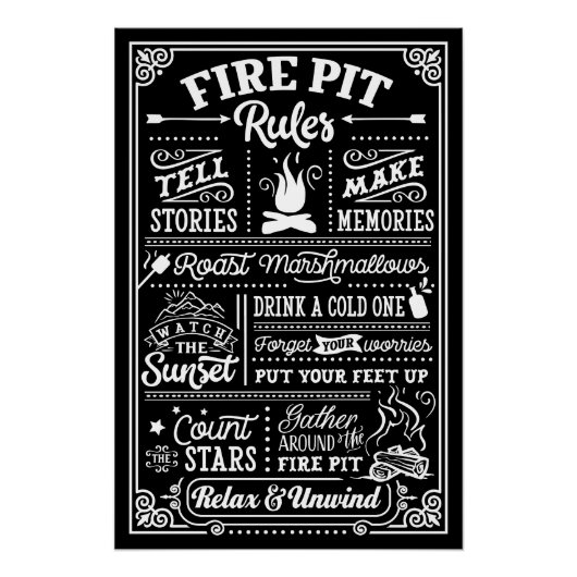 Brandkuil regels - beige perfect poster (Voorkant)