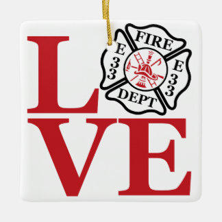 BRANDLIEFDE met maltezer kruis en motor nummer Keramisch Ornament