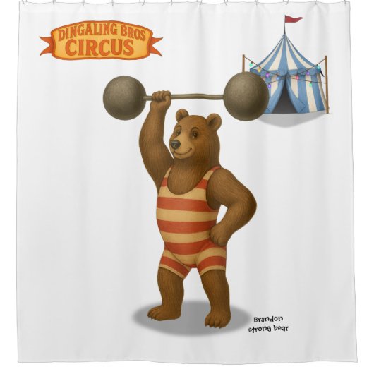 Brandon, circus sterke beer douchegordijn (Voorkant)