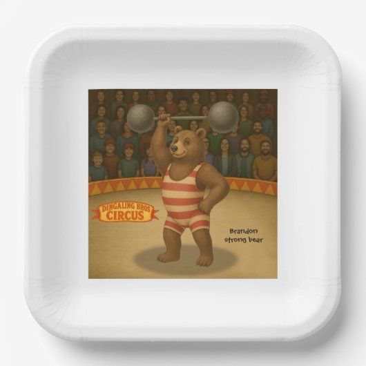 Brandon, circus sterke beer papieren bordje (Voorkant)