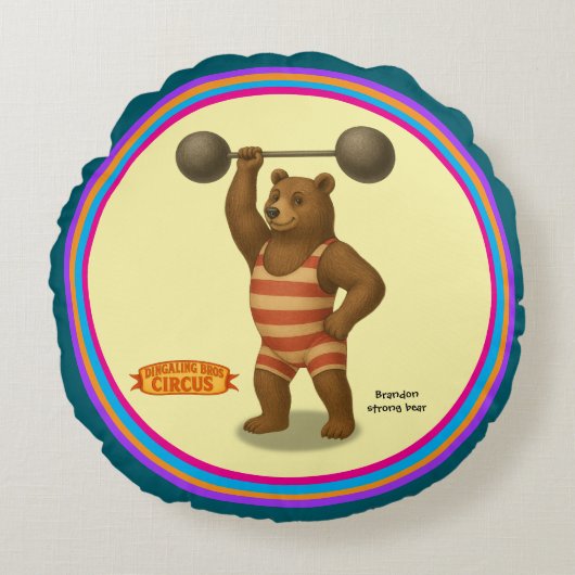 Brandon, circus sterke beer rond kussen (Voorkant)