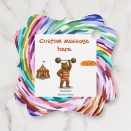 Brandon, circus strong-bear bedankjes labels