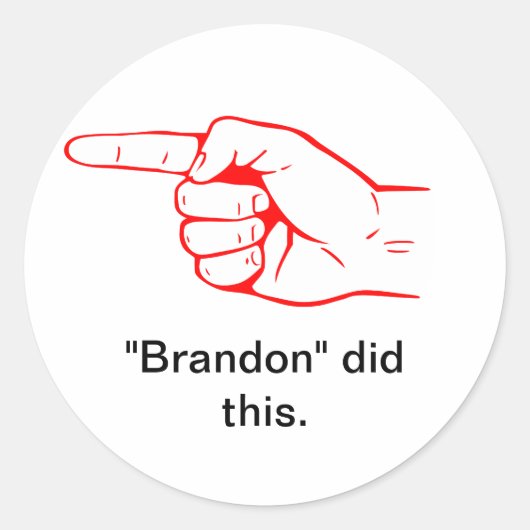 "Brandon" deed dit LINKS-teken Ronde Sticker (Voorkant)