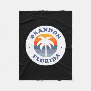 Brandon Florida Fl Retro Zonsondergang Palmboom So Fleece Deken