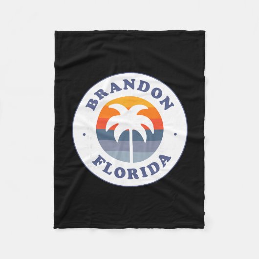 Brandon Florida Fl Retro Zonsondergang Palmboom So Fleece Deken (Voorkant)