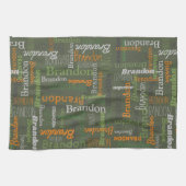 Brandon gepersonaliseerde naam groen sinaasappel theedoek (Horizontaal)