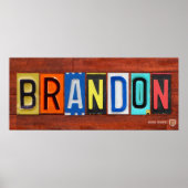 BRANDON Licentie Bord Letter Name Sign Poster (Voorkant)