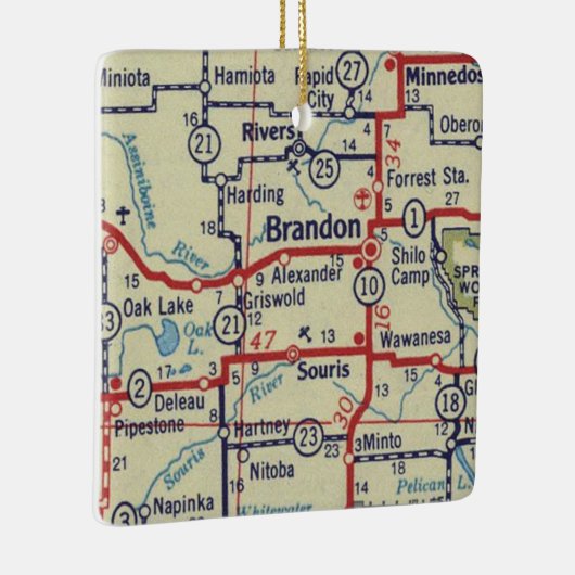 Brandon Manitoba  kaart Keramisch Ornament (Rechts)