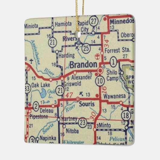 Brandon Manitoba kaart Keramisch Ornament (Links)