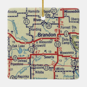 Brandon Manitoba kaart Keramisch Ornament