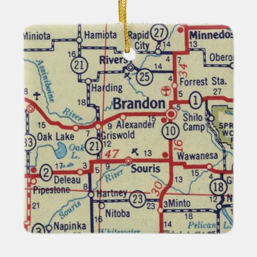 Brandon Manitoba  kaart Keramisch Ornament (Voorkant)