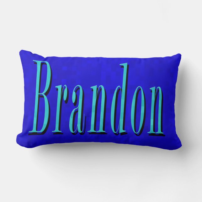 Brandon naam Blauwe Logo, Op Blauwe Mozaïek Kussen (Voorkant)