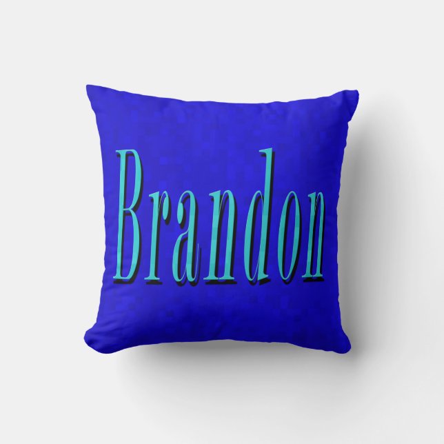 Brandon Name Blue Logo, op Blue Mosaic Kussen (Voorkant)