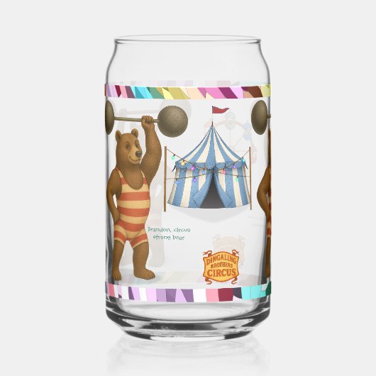 Brandon, sterke berencircusartiest blikvorm glas (Voorkant)
