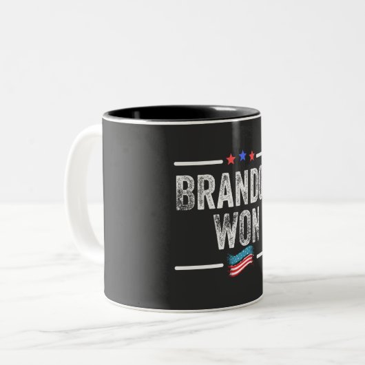 brandon won , brandon won grappig , brandon won am tweekleurige koffiemok (Voorkant links)