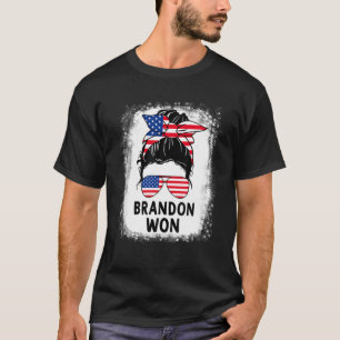 Brandon Won Messy Bun Women Lets Go Bleking T-shirt