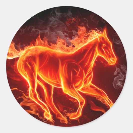 brandpaard ronde sticker (Voorkant)