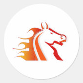 Brandpaard Ronde Sticker (Voorkant)