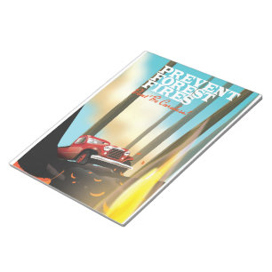 Brandpreventie in bossen veiligheids poster. notitieblok