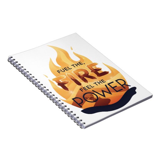 Brandstof het Vuur Voel de Kracht Motivatie T-shir Notitieboek (Rechterzijde)