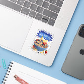 Brandstof uw daggraan sticker (Laptop met iPhone)