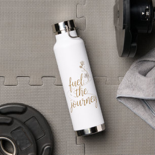 Brandstof voor de Reis – Witte & Gouden Bloemige R Waterfles
