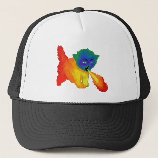 Brandstofbreker Rainbow Kitten Trucker Hat Pet (Voorkant)