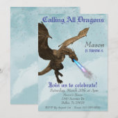 Brandstofdraak Wyvern Birthday Party Kaart (Voorkant / Achterkant)