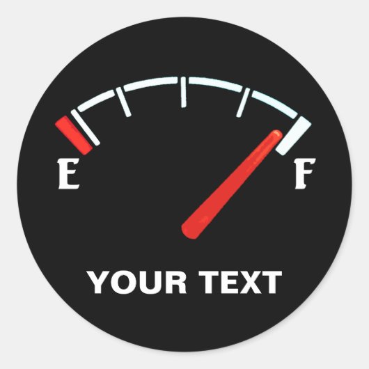 Brandstofmeter gastank vol/leeg (gepersonaliseerd) ronde sticker (Voorkant)