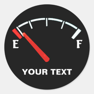 Brandstofmeter gastank vol/leeg (gepersonaliseerd) ronde sticker