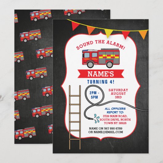 Brandstofmotor Vrachtdag feestdag Deite. Uitnodige Kaart (Voorkant / Achterkant)