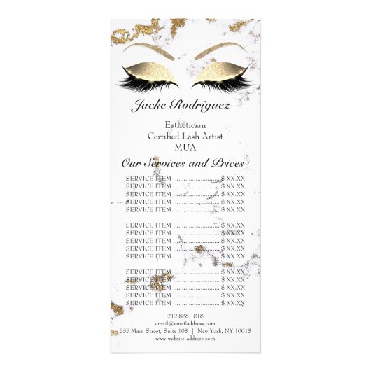 Brandstofprijslijst Lashes Extension Gold Eyes Reclamekaart (Achterkant)